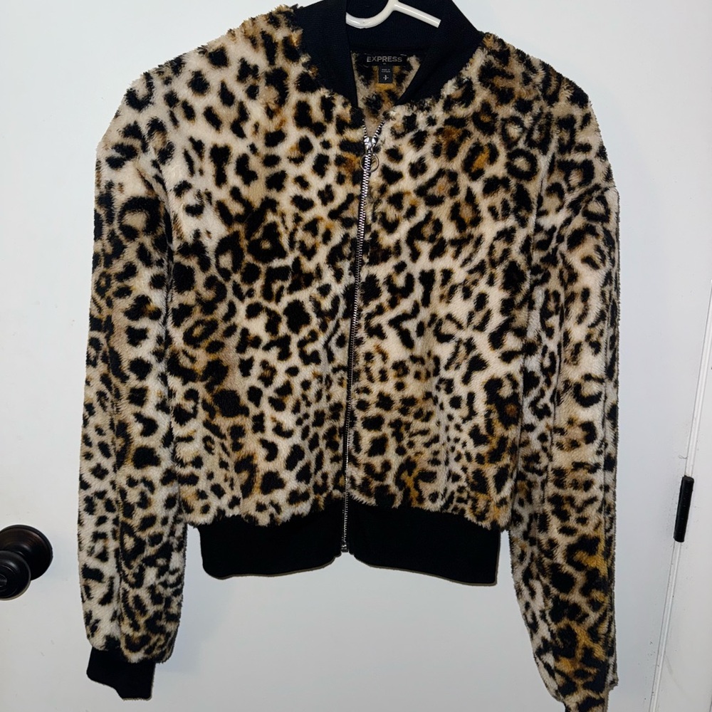 Express Animal Print Bomber Jacket